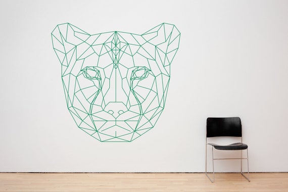 Geometric Cheetah Head Vinyl wall sticker decal art. Any colour and a choice of sizes.(#251)