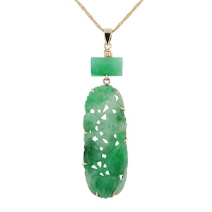 Art Deco Carved Jadeite Lavalieré Pendant Necklace
