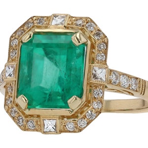 GIA zertifizierter kolumbianischer Smaragd Art-Deco-Revival-Ring