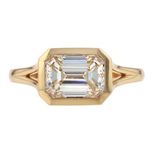 Gia 2.30 Carat Emerald Cut Diamond Bezel Solitaire Engagement Ring