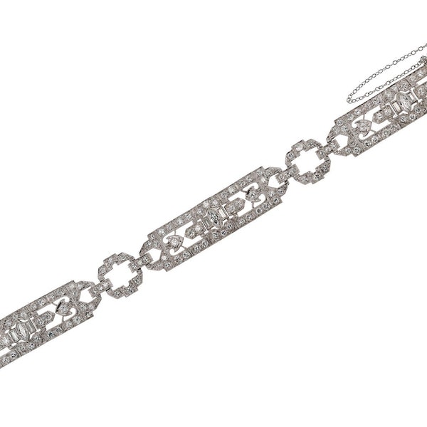 Vintage 1920s 4 Carats Antique Diamond Platinum Art Deco Bracelet
