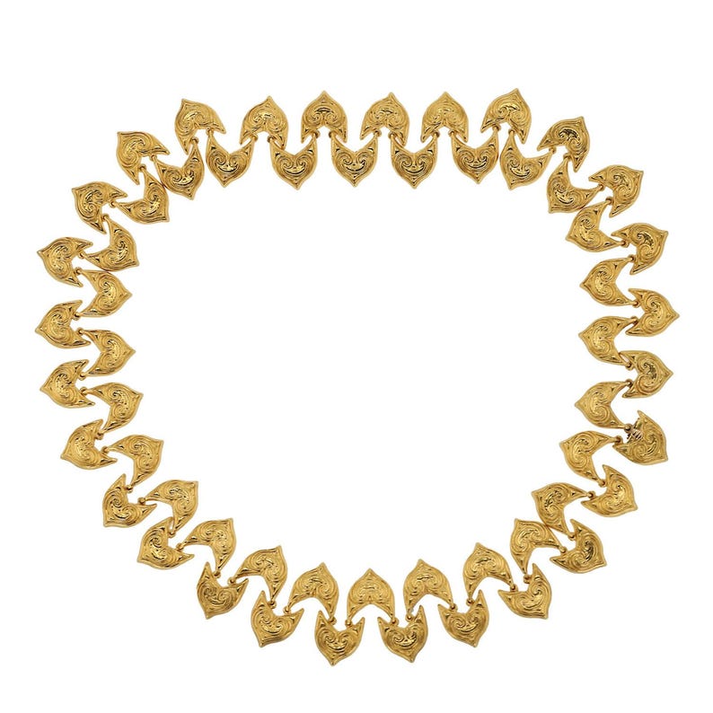 Awe Inspiring Vintage Ilias Lalaounis 22k Gold Ivy Leaf Necklace