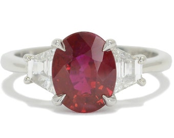 Classical 2.25 Carat Natural Ruby Engagement Ring GIA Certified