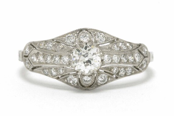 Antique Edwardian Diamond Engagement Ring Filigree