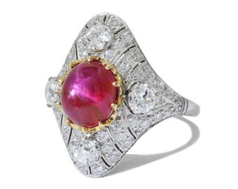 GIA Certified No Heat Burma Star Ruby Engagement Ring