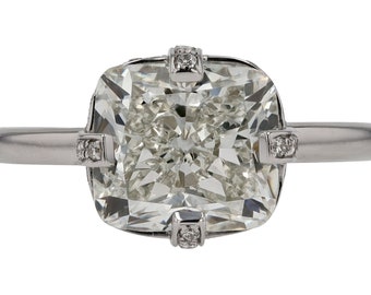 GIA Certified Vintage 3 Carat Cushion Cut Diamond Engagement Ring