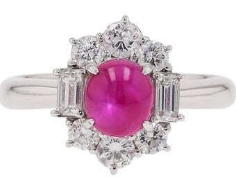 Vintage Mid Century Platinum Star Ruby Engagement Ring Canada