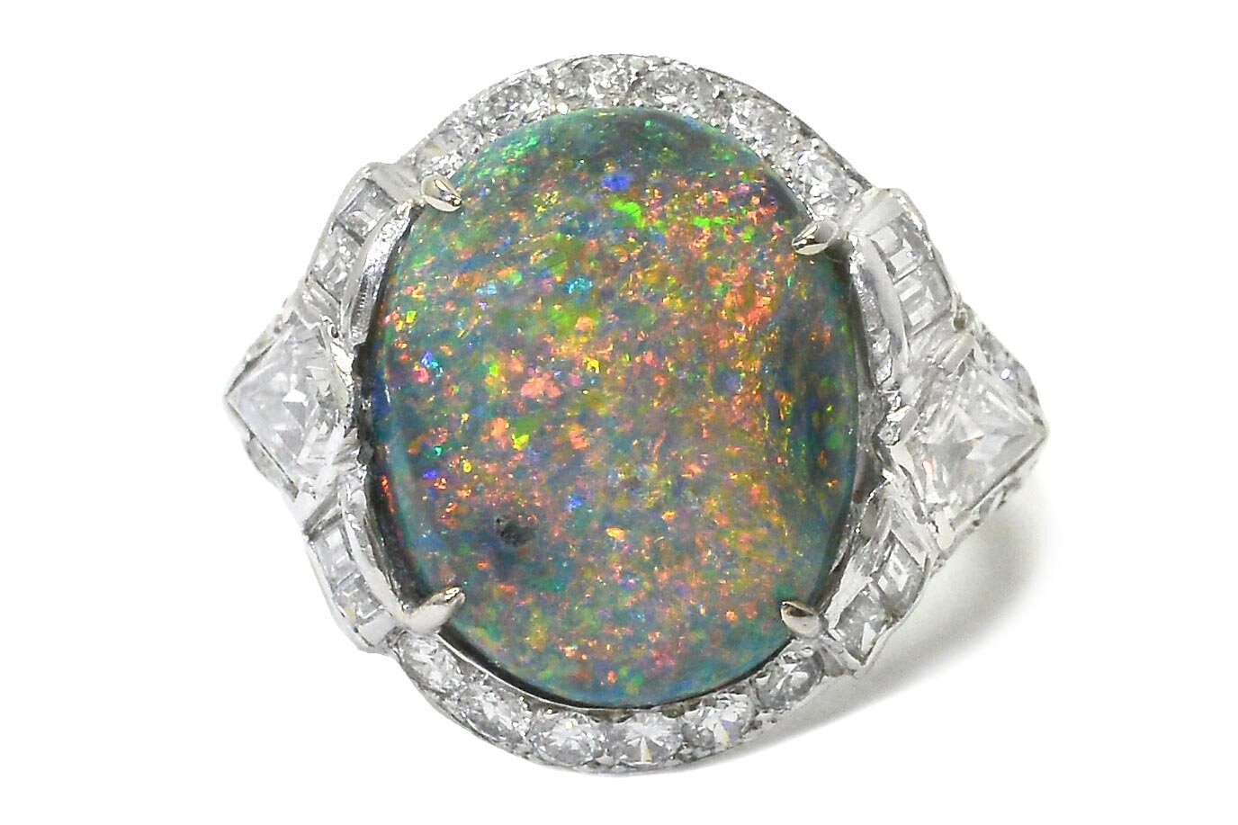 Art Deco 6.76 Carat Black Opal Cocktail Ring GIA Certified - Etsy