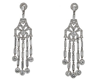 Art Deco Style 12 Carat Diamond Chandelier Earrings