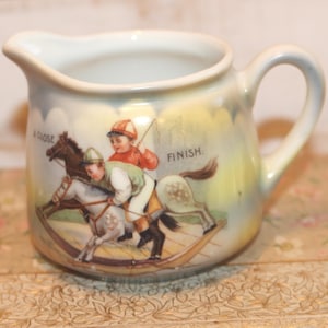 Antique Child's Tea Set Creamer: Germany Porcelain Rocking Horse Pitcher