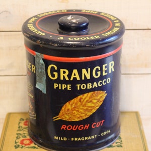Vintage Granger Pipe Tobacco Tin Rough Cut Pointer Dog, Vintage Tin Canister