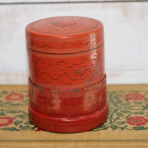 Vintage Burmese Betel Box Lacquerware Container, Kum-it Box, Asian Collectible