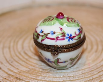 VINTAGE Artoria Limoges France Egg Shape Hinged Trinket Boxes-2.5