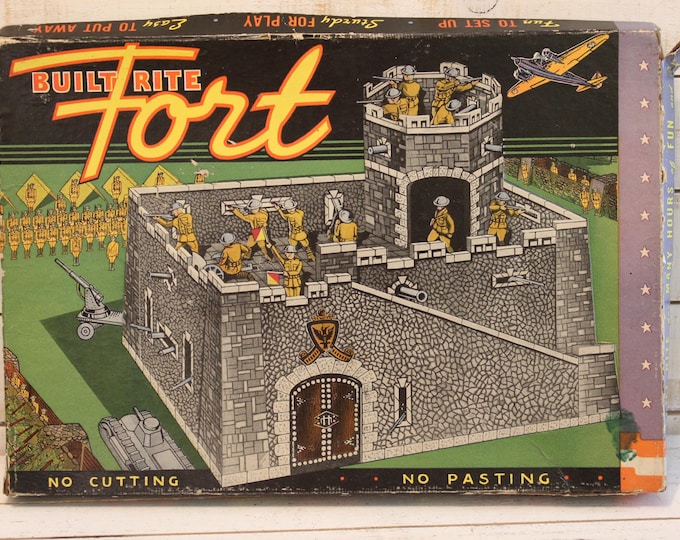 Vintage Built Rite Fort Playset No. 25 - 1940s Cardboard Military Toy ...