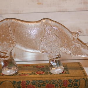 Vintage Kosta Boda Glass Rhinoceros Paperweight - Bertil Vallien Design