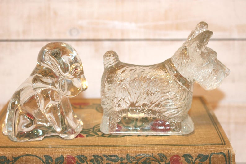 Vintage Glass Dog Candy Containers: Scotty Dog & Bulldog Collectibles ...