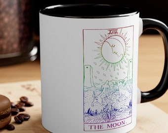 Tazza dei tarocchi arcobaleno - La tazza con accento di colore lunare per caffè e tè - Regalo estetico strega celeste - Bicchieri di Halloween