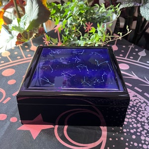 Scatola dei tarocchi delle costellazioni zodiacali / Estetica della strega celeste / Mazzo dei tarocchi Cristalli Rune Conservazione dei gioielli / Regalo per gli appassionati di astrologia