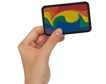 Toppa arcobaleno - Bandiera psichedelica del Gay Pride - Ricamata termoadesiva psichedelica - Estetica punk queer - Per giacche, borse, cappelli - LGBTQ Pride