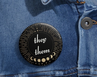They Them Pronome Pin Celestial Moon Phases Estetico