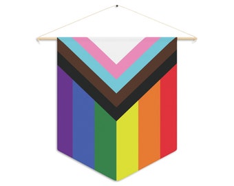 Striscione bandiera LGBT - Orgoglio da appendere alla parete - Queer Home Decor - Progress Pride Flag