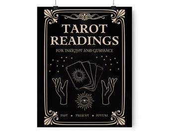 Tarot Wall Art - Witchy Halloween Decor - Mystical Home Accent - Fortune Teller Poster - Spiritual Art Print