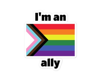 Sono un alleato Adesivo con bandiera LGBT - Mostra il tuo supporto - Perfetto per auto, laptop, bottiglie d'acqua e altro ancora