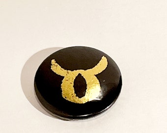 Free Shipping - Taurus Zodiac Gold Foil Button Pin Sun Sign Birthday Astrology Gift