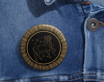 Aries Zodiac Pin - Celestial Astrology Pinback Button - Witchy Accessory