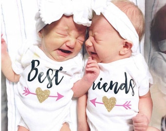 Best Friends Twins Baby Onesies®, Twins Coming Home Outfit, Best Friends Babies, Baby Bodysuit, Newborn Outfit, Baby Shower Gift, Set of 2