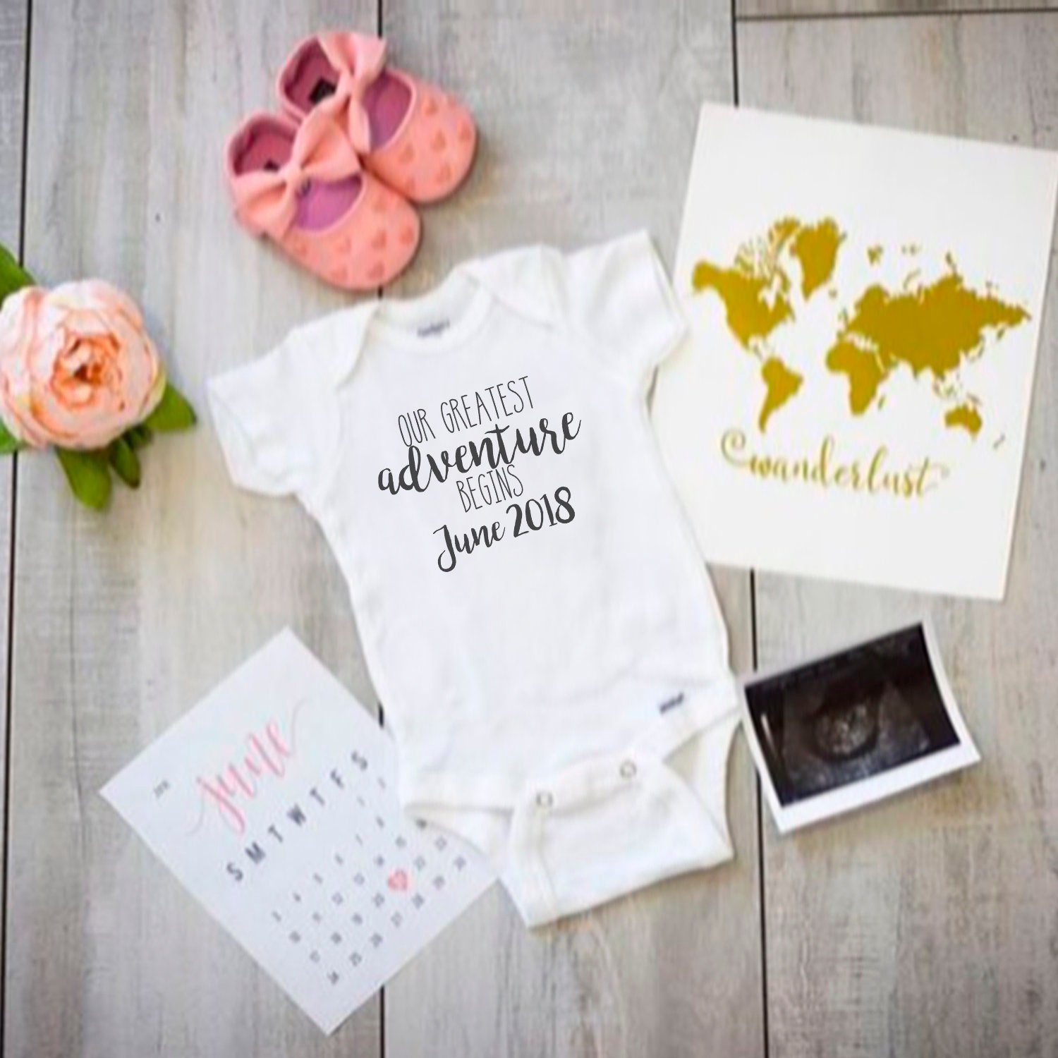 Details about / Ink Trendz® And So The Adventure Begins Pregnancy Announcement Baby Bodysuit