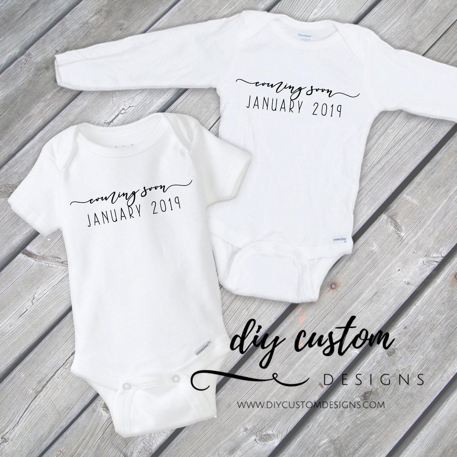 Coming Soon Baby Announcement Onesies®, Pregnancy Announcement ...