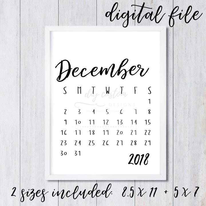 december 2018 printable calendar