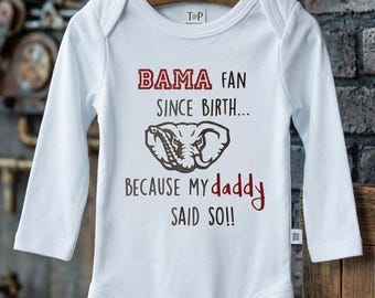 Alabama Crimson Tide Baby Body, Bama Fan seit Geburt Outfit, Roll Tide Baby, Mama Papa Alabama Fan Geschenk