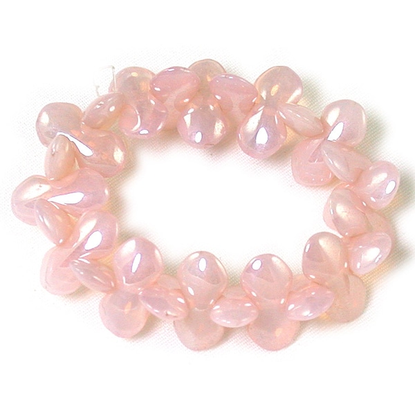 Rosewater Pink opaline 6 x 12mm bow tie beads. Set of 12 or 25.