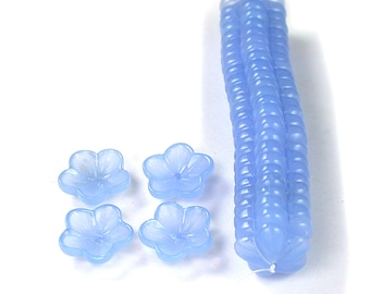 Cornflower Blue opaline deep round 14mm cup flowers. Set of 12 or 25.