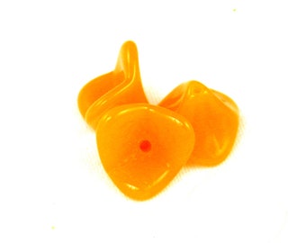 Orange opaline three sided 12 x 9mm cup flowers. Set of 12 or 25.