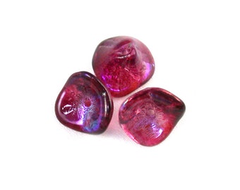 Red Violet transparent coated w/ AB three sided 10 x 12mm cup flowers. Set of  25 or all 36.