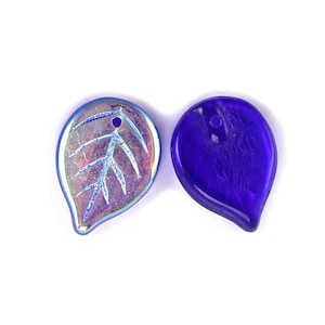 Cobalt Blue transparent w/ AB finish 18mm leaves. Set of 12 or 25.