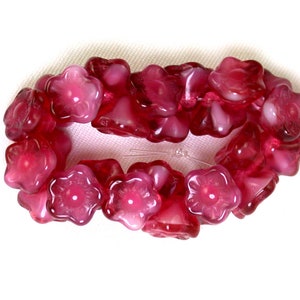 Fuchsia Pink transparent White givre blend 7mm button flower bead. Set of 12, 25 or 50. image 3