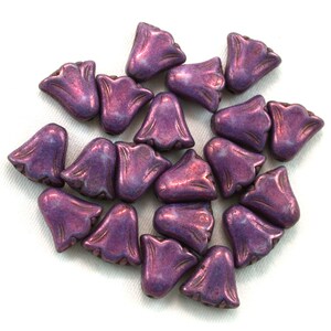 Purple opaque w/ Pink luster 11 x 7 papyrus top beads. Set of 10 or 20. image 3