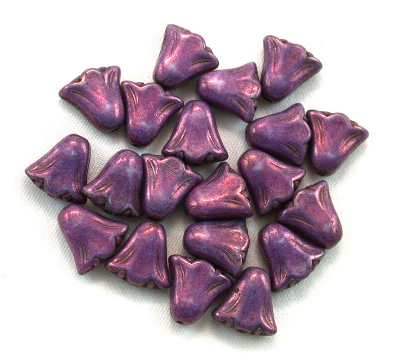 Purple opaque w/ Pink luster 11 x 7 papyrus top beads. Set of 10 or 20. image 3