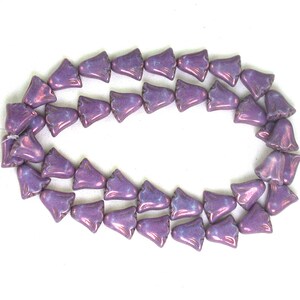 Purple opaque w/ Pink luster 11 x 7 papyrus top beads. Set of 10 or 20. image 1