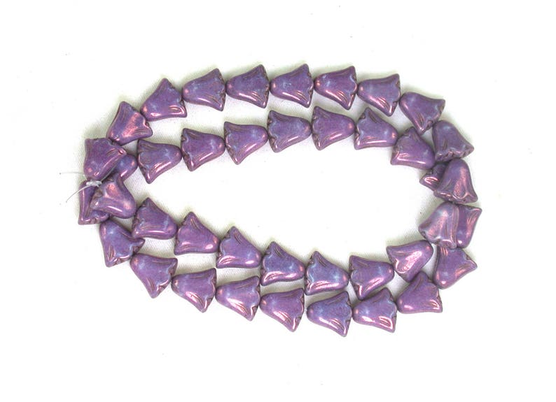 Purple opaque w/ Pink luster 11 x 7 papyrus top beads. Set of 10 or 20. image 1