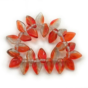 Red Gray transparent mix 5 x 10mm leaf beads. Set of 25 or 50.