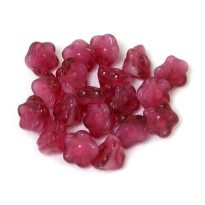 Fuchsia Pink transparent White givre blend 7mm button flower bead. Set of 12, 25 or 50. image 2