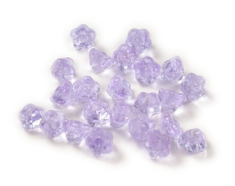 Alexandrite Lilac transparent 7mm button flower bead. Set of 25 or 50.