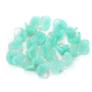 Pale Aqua Blue UV Active opaque givre Crystal transparent three sided 10 x 12mm cup flowers. Set of 12 or 25.