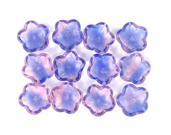 Sapphire Blue Alexandrite Lilac transparent 14mm cup flower bead. Set of 6, 12 or 25.