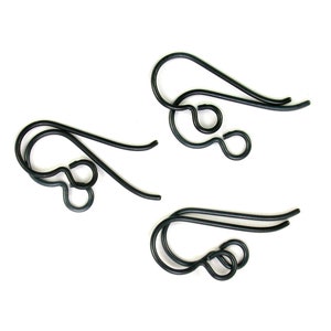 Black 20 gauge niobium earwires. Set of 3 pairs, 6 pairs or 10 pairs.